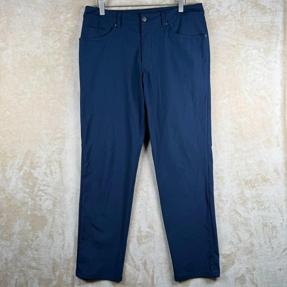 Lululemon ABC Pants Mens 34 Navy Blue Slim Straight Technical Trousers